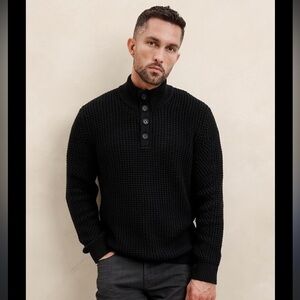 Banana Republic NINO MOCK-NECK SWEATER Black Wool Blend